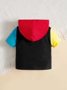 SHEIN Baby Colour Block Letter Graphic Hoodie - Multicolor - View 2