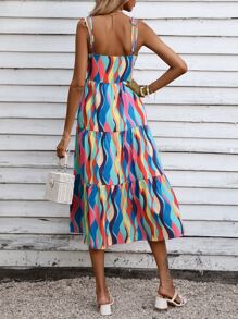 Aveloria Allover Print Ruffle Hem Cami Dress - Multicolor - View 2