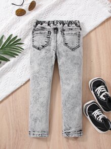 Toddler Boys Ripped Straight Leg Jeans - Light Grey - View 2