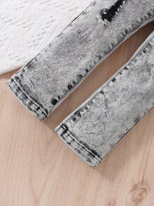 Toddler Boys Ripped Straight Leg Jeans - Light Grey - View 5