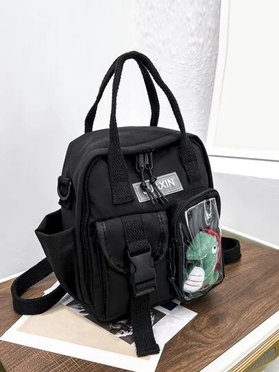 迷你卡通恐龍和字母貼飾功能背包