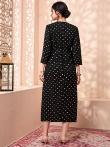 Divindia Polka Dot Wrap Front Dress - Multicolor - View 2