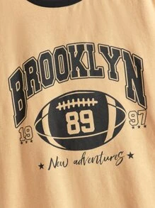 SHEIN Boys Letter Graphic Two Tone Tee & Joggers - Multicolor - View 4