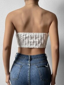 SHEIN Privé Hanky Hem Tube Top - White - View 2