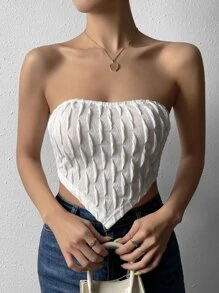 SHEIN Privé Hanky Hem Tube Top - White - View 5