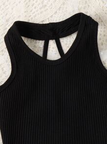 Girls Halter Top & Allover Print Belted Wide Leg Trousers - Multicolor - View 6