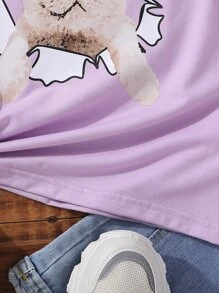 Chicas 1 pieza Camiseta con estampado de gato - Lila Púrpura - Ver 6