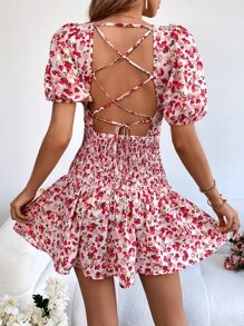 Soleia 印花繫帶後背繫帶連衣裙 - 彩色 - 查看 2