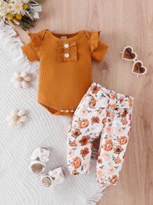 Bộ đồ Em bé Nút Xù Gân đan Hoa - Nhiều màu - Xem 1