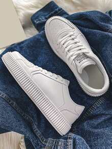 Men Lace-up Front Skate Shoes - White - View 1