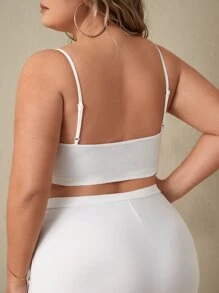 SHEIN Unity 大碼水鑽串珠吊帶短上衣 - 白色 - 查看 2