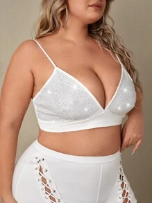 SHEIN Unity 大碼水鑽串珠吊帶短上衣 - 白色 - 查看 4