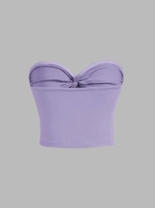 SHEIN MOD Twist Front Ribbed Knit Tube Top