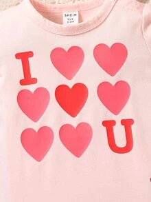 Baby Heart & Letter Graphic Romper - Baby Pink - View 3