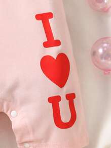 Baby Heart & Letter Graphic Romper - Baby Pink - View 4