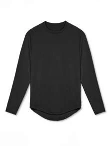 Manfinity Fitness Boyfriend Style Men Raglan Sleeve Curved Hem Sports Tee - Black - View 4
