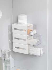 1/2/3pcs Wall Mounted Storage Box - White - View 1