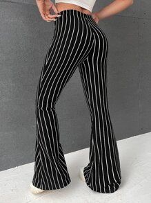 Muchica Quần nữ Đắp vá Lá thư Sọc Giải trí - màu đen - Xem 2