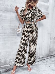 SHEIN LUNE 滿版印花襯衫和闊腿褲 - 彩色 - 查看 6