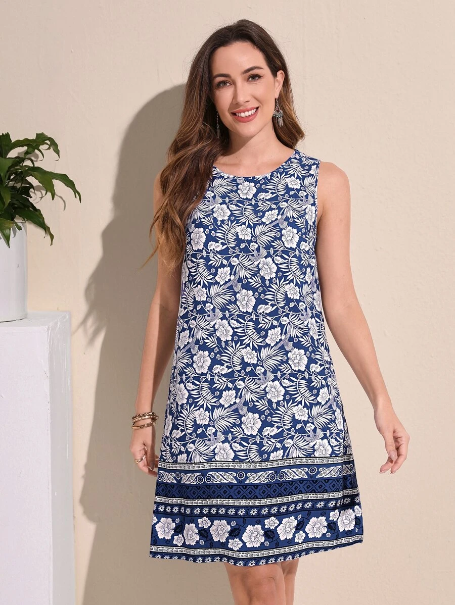 EMERY ROSE Floral Print Tank Dress - Multicolor - View 1