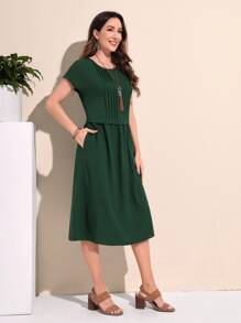 EMERY ROSE Vestido unicolor con bolsillo oblicuo