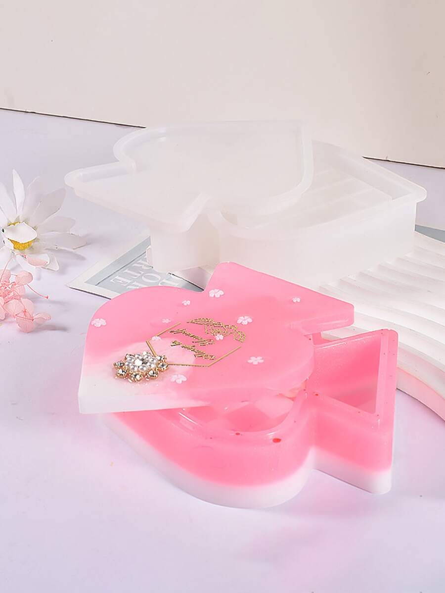 1pc Heart Shaped DIY Silicone Mold - White - View 1