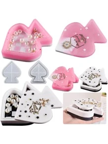 1pc Heart Shaped DIY Silicone Mold - White - View 2