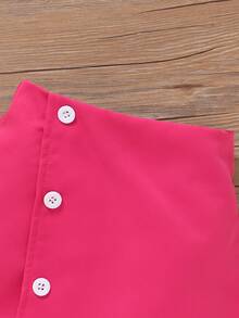 SHEIN Toddler Girls Heart Print Bow Front Ruffle Trim Top & Asymmetrical Hem Skort - Multicolor - View 4