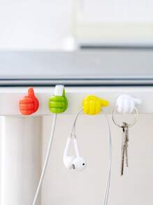 5入組拇指設計隨機色牆面掛鉤 - 彩色 - 查看 2