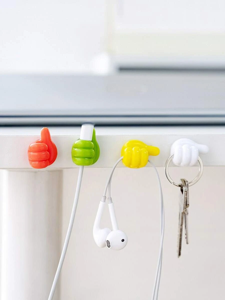 5入組拇指設計隨機色牆面掛鉤