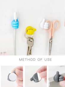 5入組拇指設計隨機色牆面掛鉤 - 彩色 - 查看 4