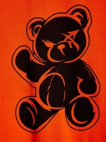 Manfinity VCAY 男士小熊印花T恤 - 橘色 - 查看 4