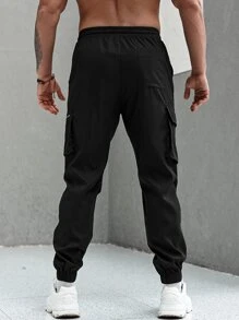 Manfinity Homme 男士束口寬鬆貨物褲 - 黑色 - 查看 2