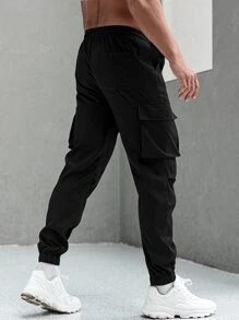 Manfinity Homme 男士束口寬鬆貨物褲 - 黑色 - 查看 6