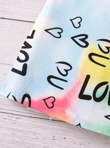 小女童紮染愛心和字母圖案吊帶洋裝