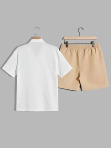 Manfinity VCAY Men Button Front Shirt & Drawstring Waist Shorts - Multicolor - View 2