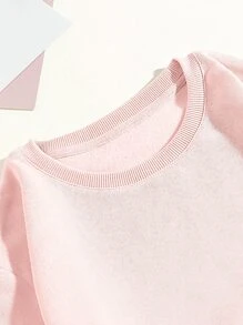 SHEIN EZwear Car And Letter Graphic Thermal Lined Sweatshirt - Baby Pink - View 3