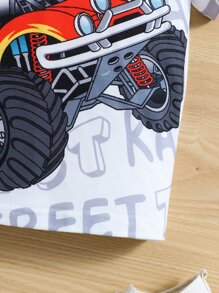 SHEIN Young Boy Cute Off-Road Car Pattern T-Shirt, Suitable For Boys Aged 4-7 Years Old To Wear In Autumn, Spring And Winter