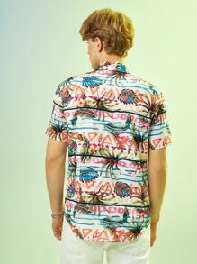 Manfinity Men Tropical Print Shirt Without Tee - Multicolor - View 6