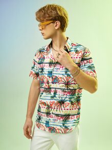 Manfinity Men Tropical Print Shirt Without Tee - Multicolor - View 5