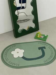 1pc Green Fashion Small Flower Diatom Mud Floor Mat,Cartoon Absorbent Bathroom Floor Mat - Multicolor - View 7