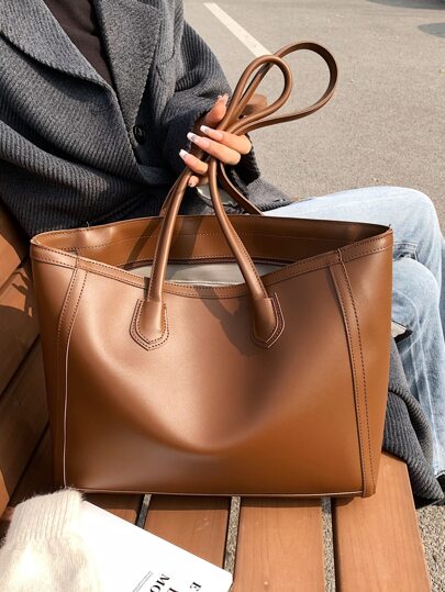 双手柄单肩托特包，适合女性、新手和白领人士，简约风格女包书包，学校手提包，返校背包，大容量，轻便，便携，商务休闲工作，商务，通勤，办公室，时尚商务休闲女包非常适合办公室商务和工作，时尚工作包女士，适合日常优雅和特殊场合