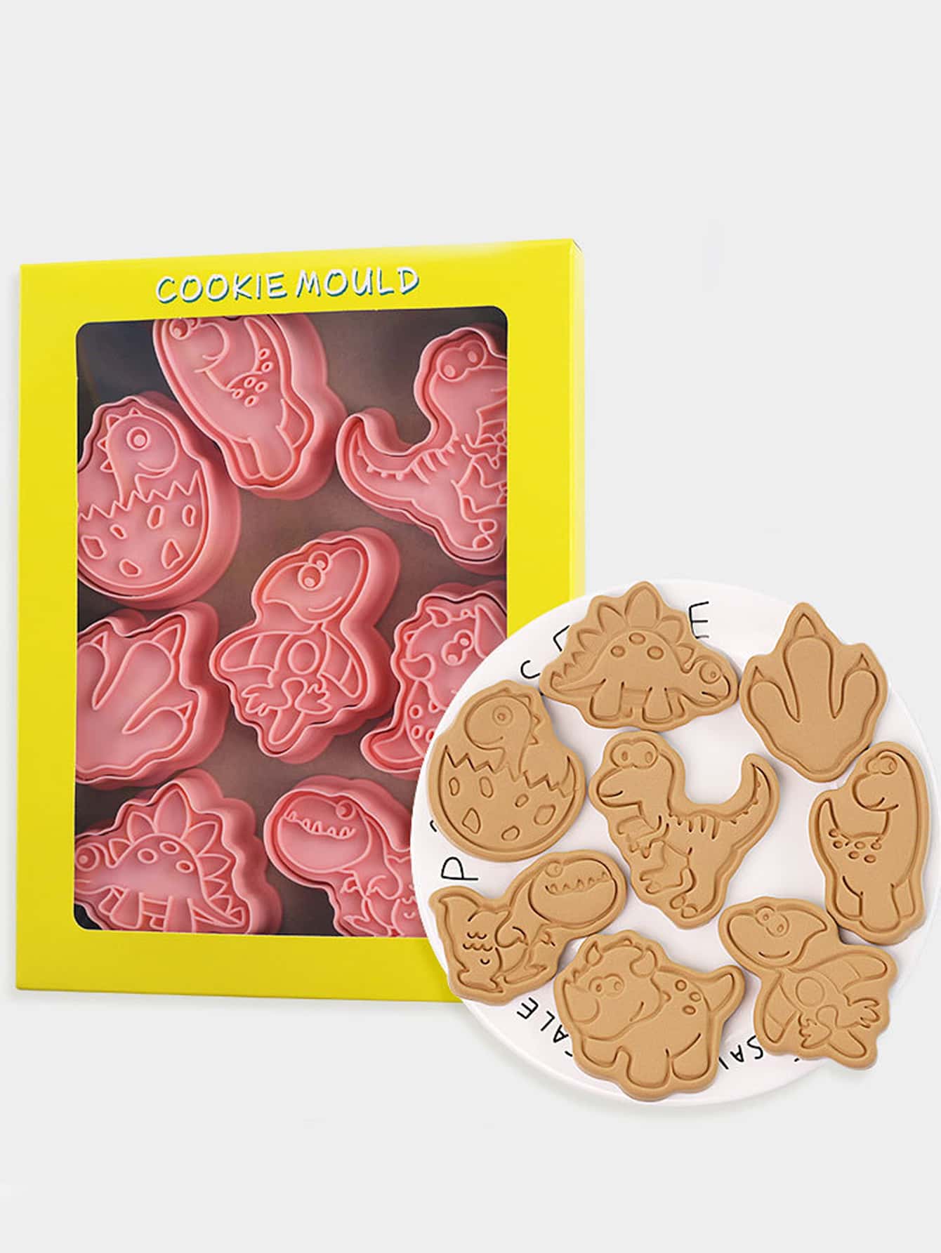 8pcs Cartoon Animal Design Cookie Stamp - Pink - View 1