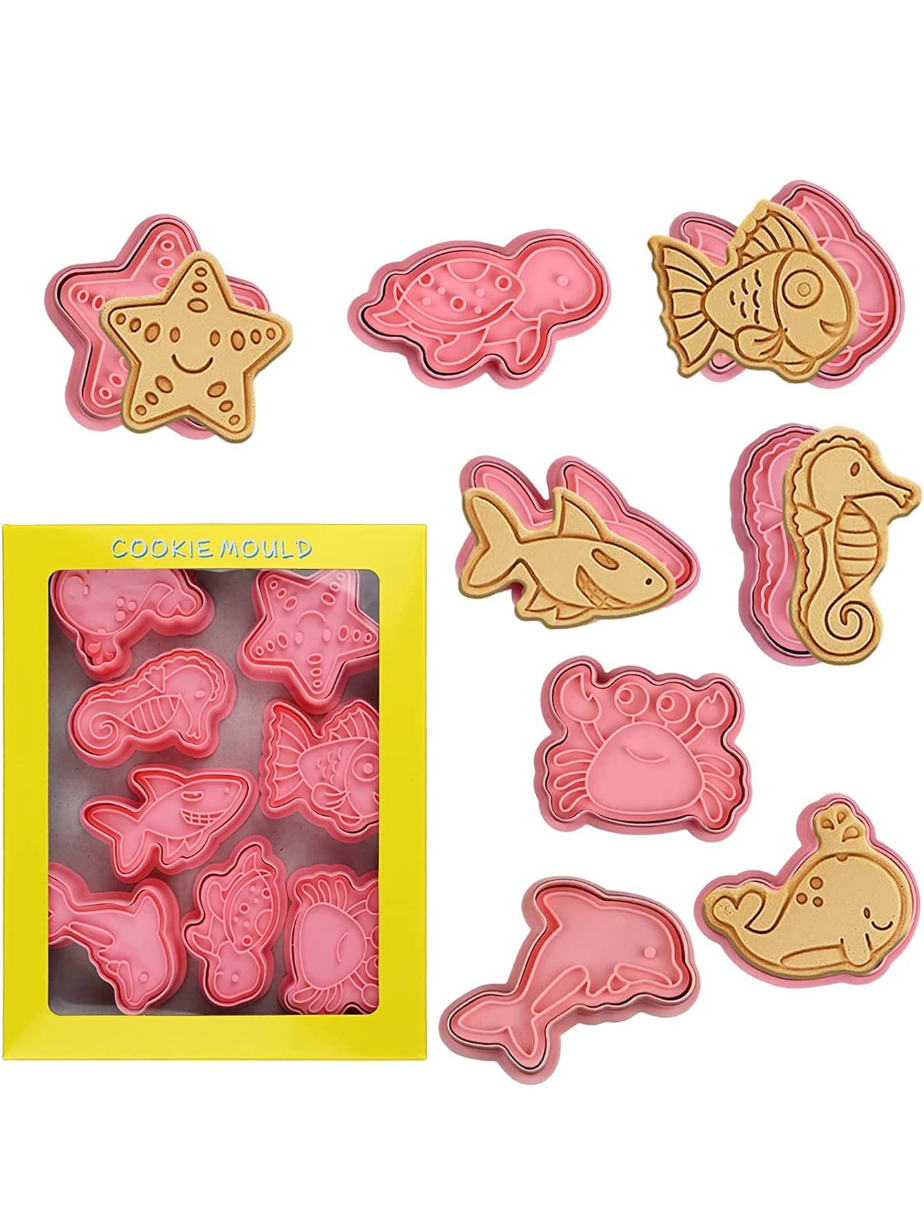 8pcs Animal Design Cookie Stamp - Pink - View 1