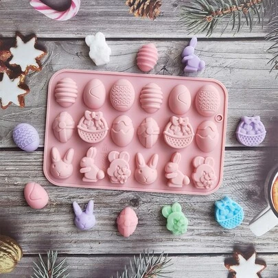1 Miếng 18 Máy đánh bạc Trứng Phục Sinh & Thỏ Silicone Khuôn bánh , DIY Dụng cụ làm bánh Đối với Phòng bếp