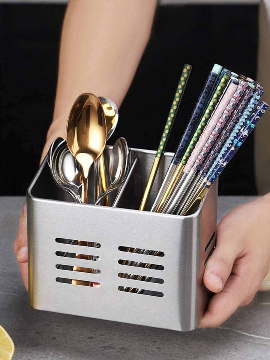 1入組不銹鋼餐具收納盒 - 銀色 - 查看 1