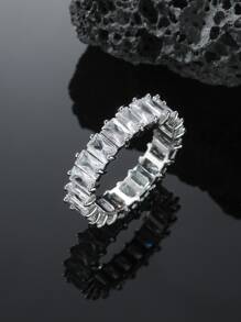 1 Piece Silver Color Unique Design CZ Paved Austrian Zirconia Fashion Women Ring Jewelry