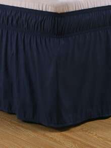 1pc Plain Ruffle Design Bed Skirt - Blue - View 3