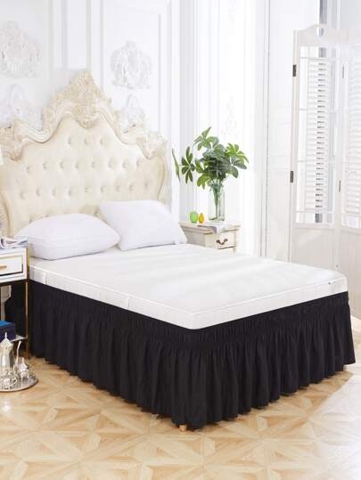 1pc Solid Color Elastic Bed Skirt, Queen Size, Soft Bed Cover Anti-Dirty Bed Skirt With Ruffle Lace Elastic Band, Comfortable Skin-Friendly Bed Skirt