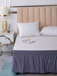 Solid Pleated Decor Bed Skirt - Dark Grey - View 3